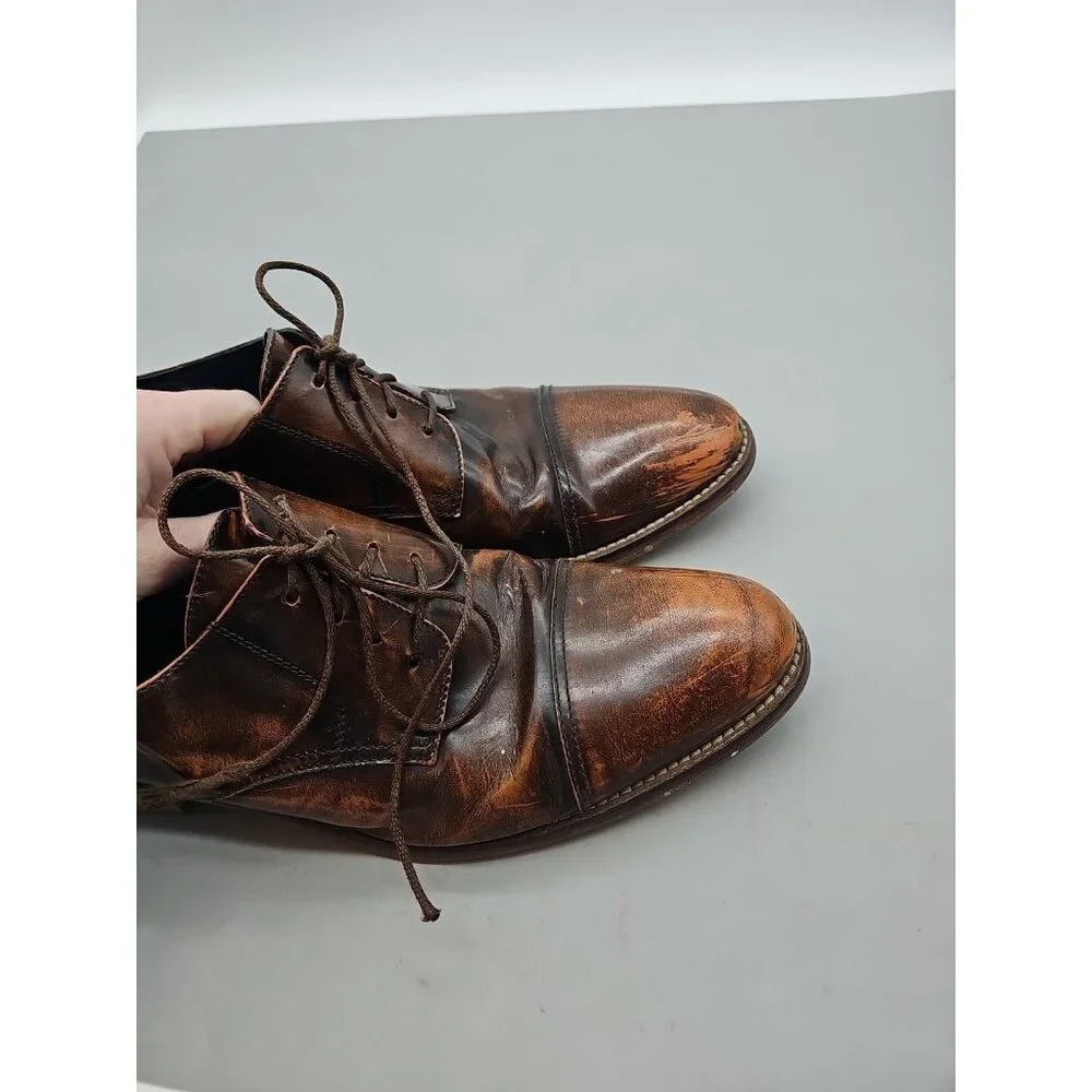 Johnston & Murphy Vintage Cap Toe Derby Handmade Italian Calf Skin‎ Leather 10M
